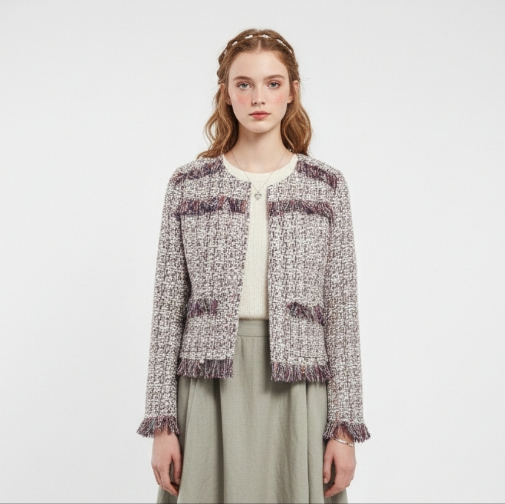 Unbranded Jacket Blazer Tweed Fringe Retro Tweed Classic Twee L